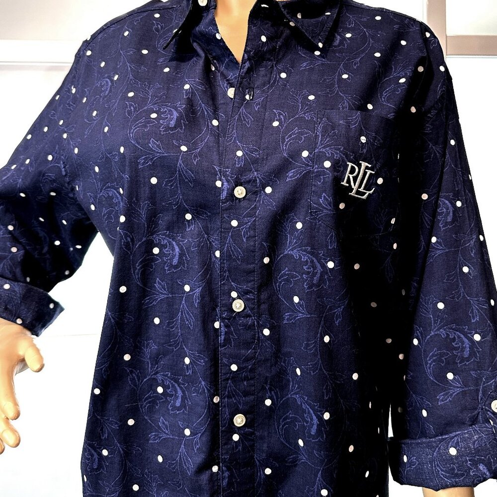 Ralph Lauren Nightshirt Midnight Blue Polka-Dot Size L/XL